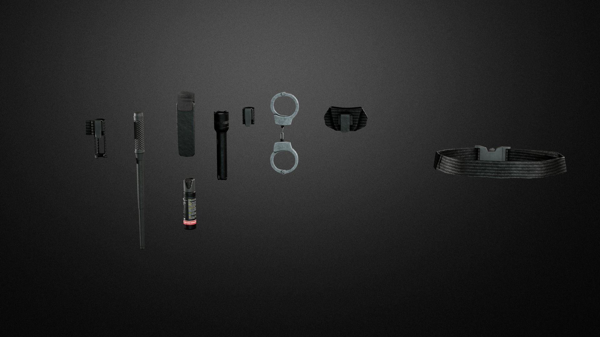 Police duty equipment Low-poly 3D model_21