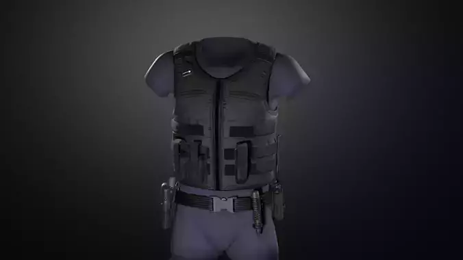 Police duty equipment Low-poly 3D model