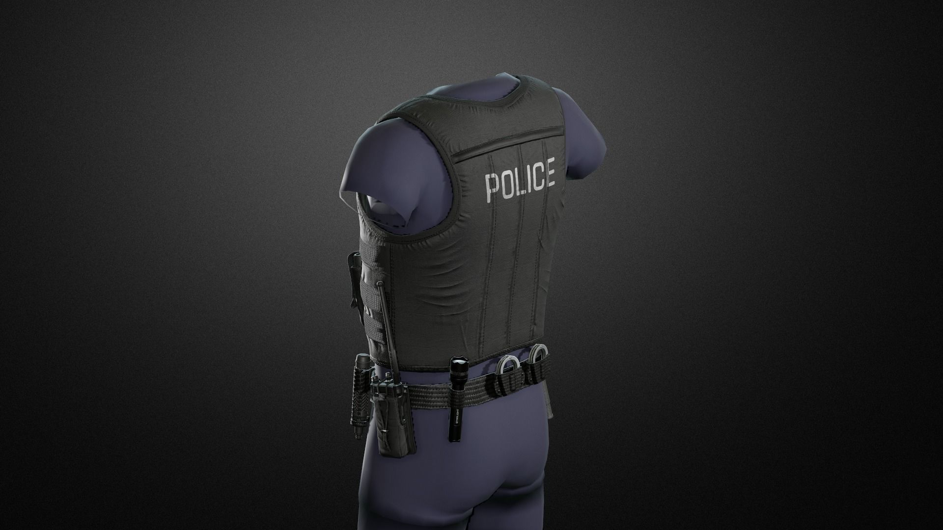 Police duty equipment Low-poly 3D model_3