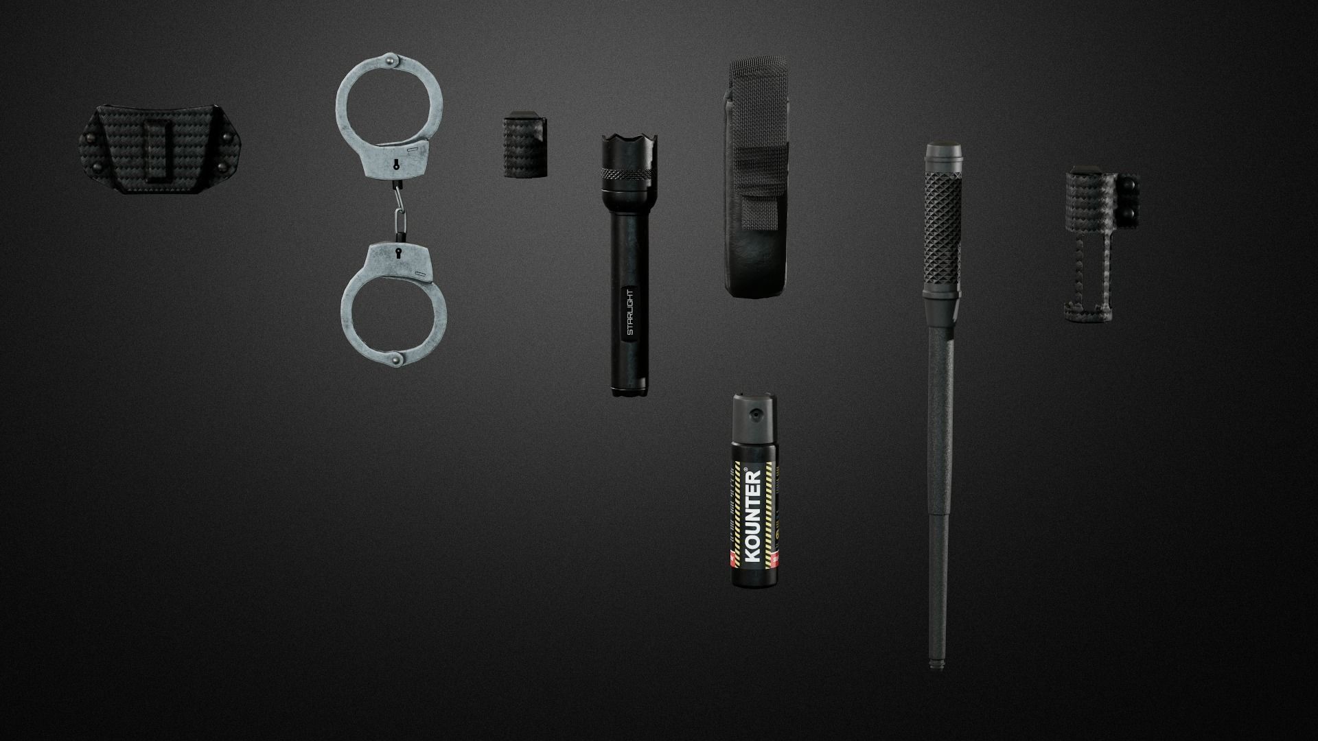 Police duty equipment Low-poly 3D model_17