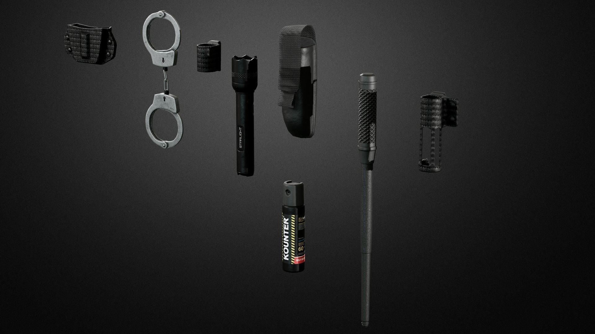 Police duty equipment Low-poly 3D model_18