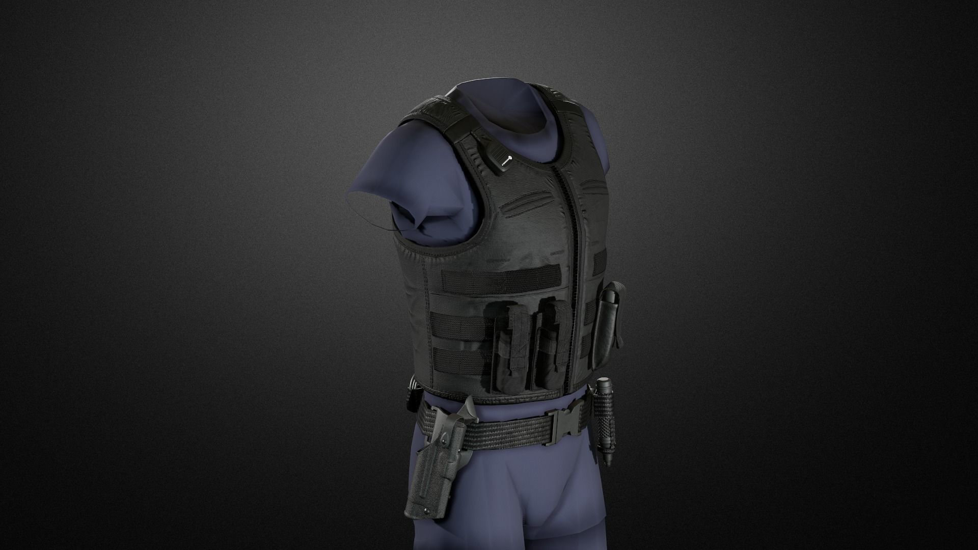 Police duty equipment Low-poly 3D model_1