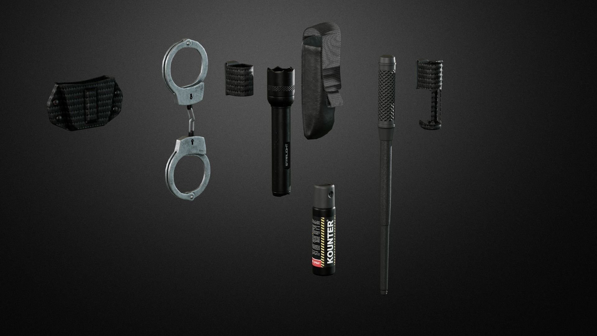 Police duty equipment Low-poly 3D model_19