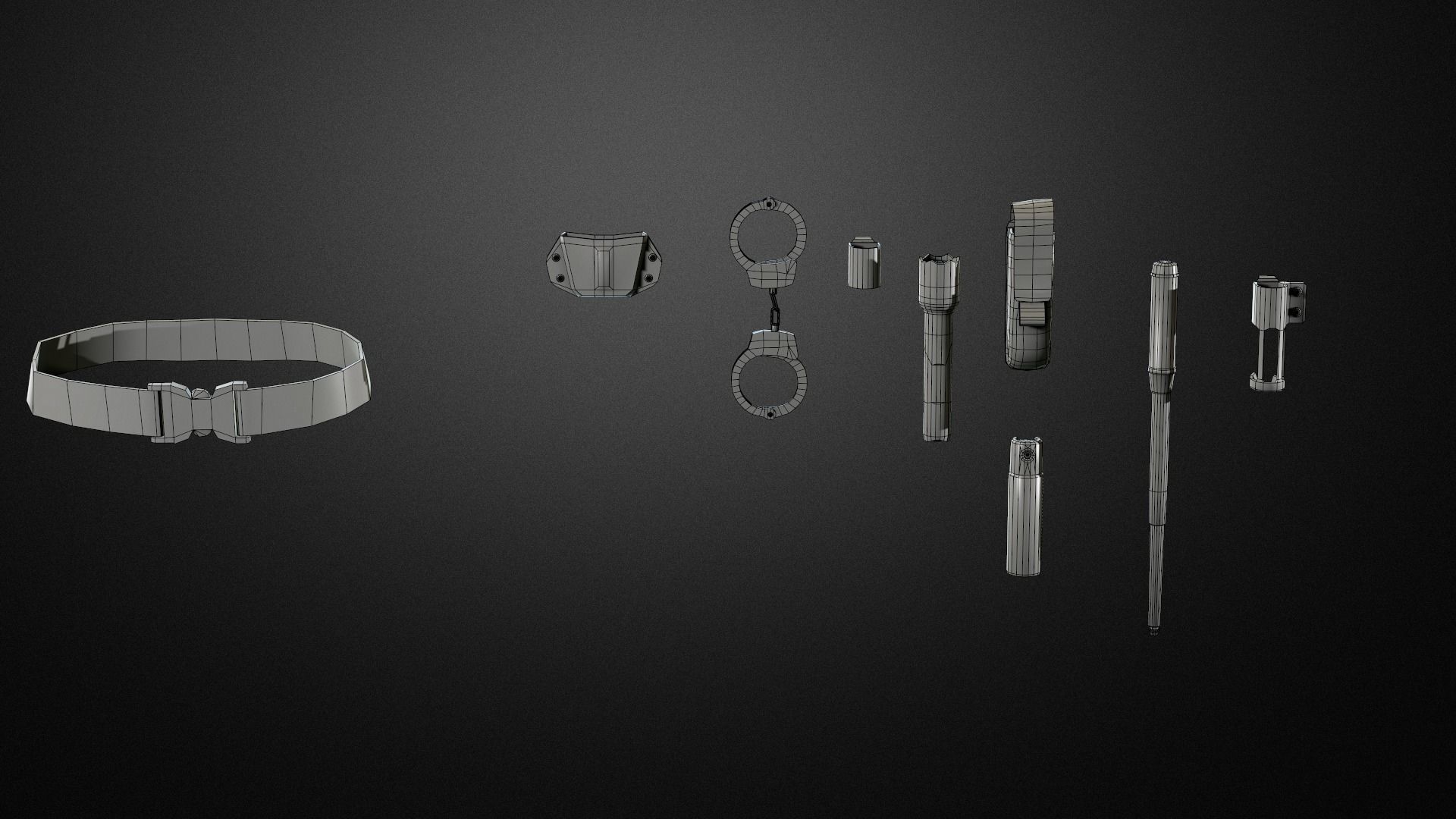 Police duty equipment Low-poly 3D model_22