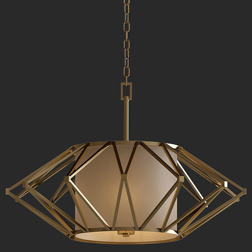 Calliope 6 Light Rustic Gold Leaf Pendant 3D model