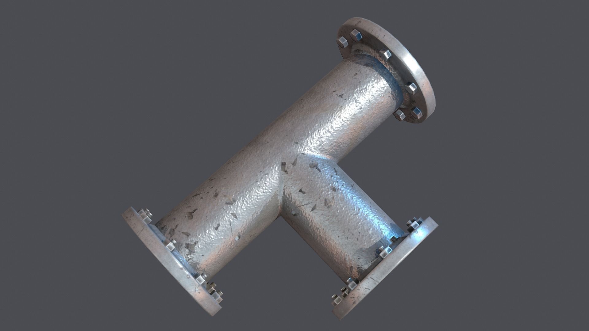 Modular industrial hydro pipes Low-poly 3D model_16