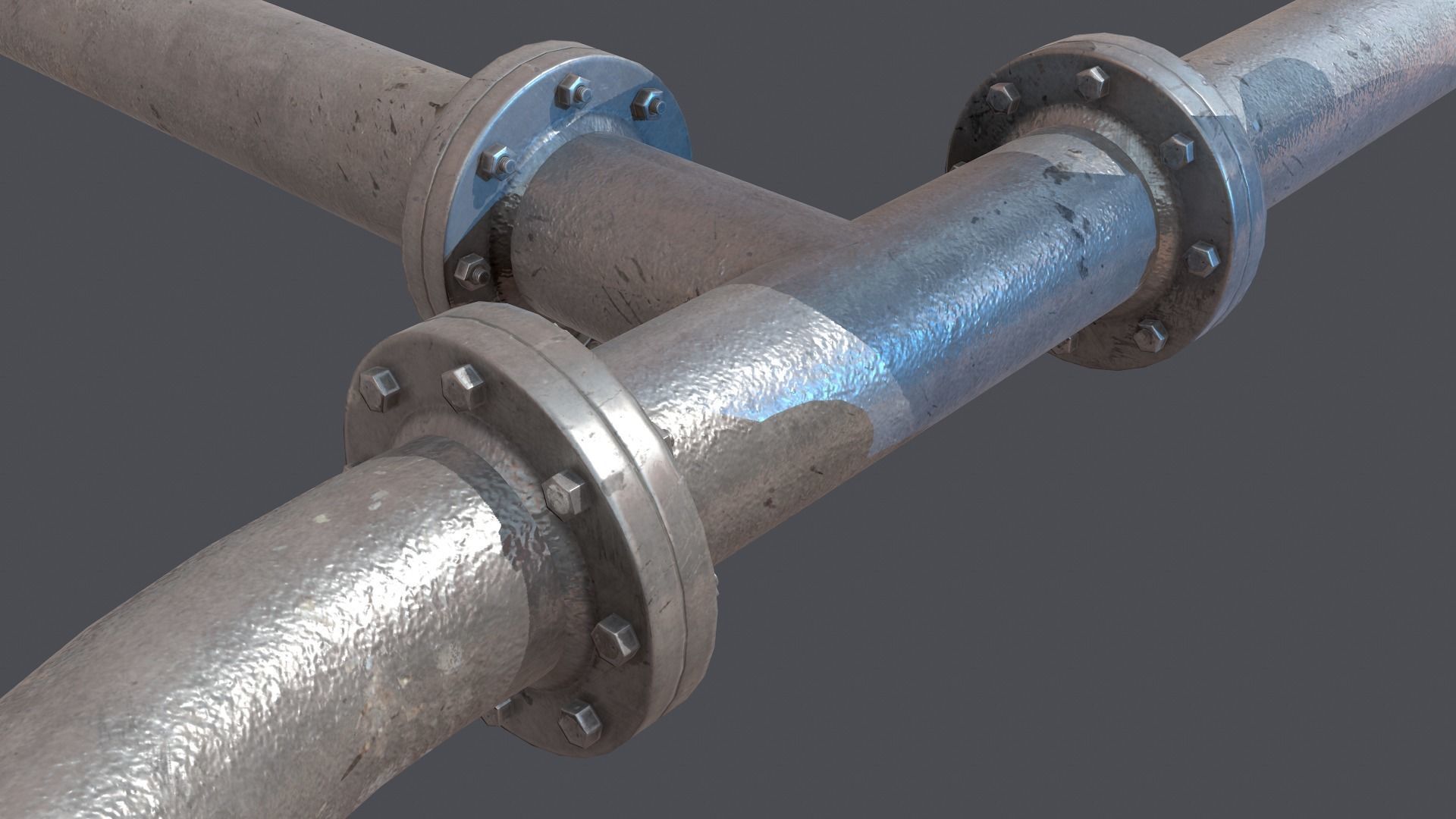 Modular industrial hydro pipes Low-poly 3D model_5