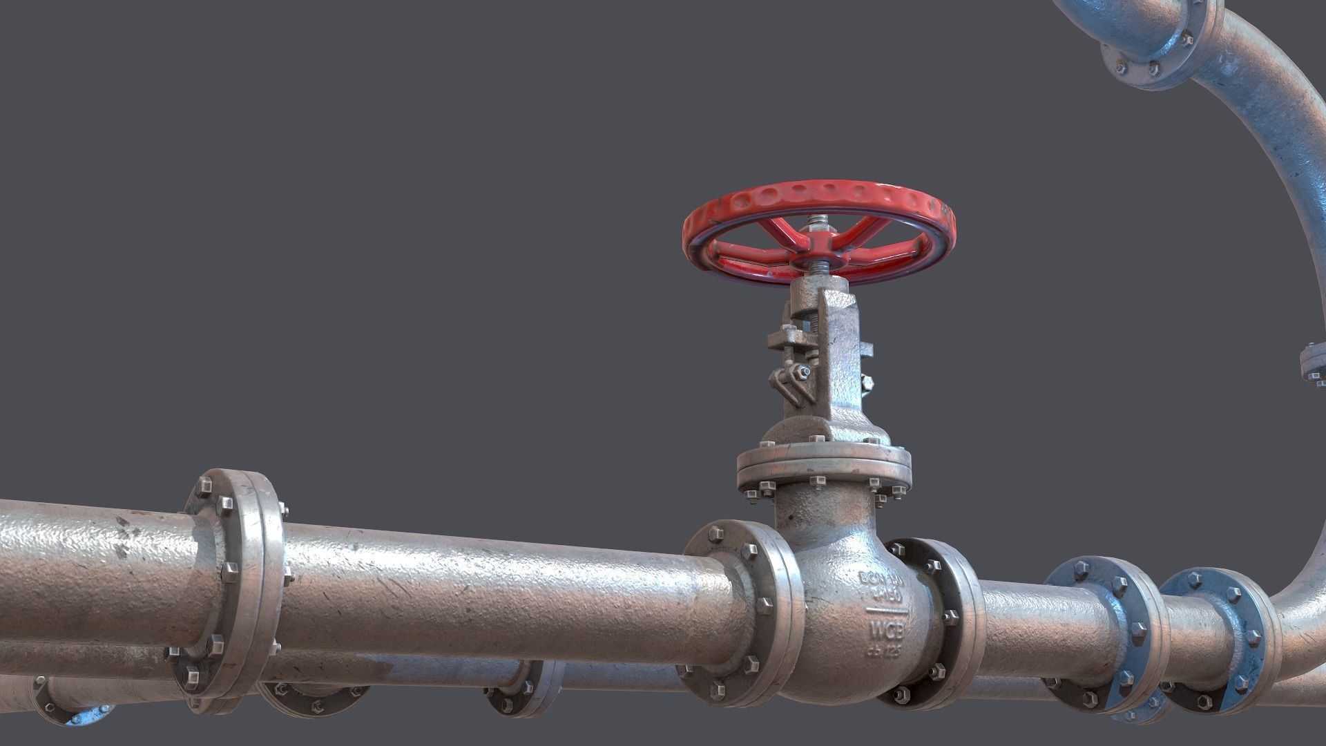 Modular industrial hydro pipes Low-poly 3D model_3