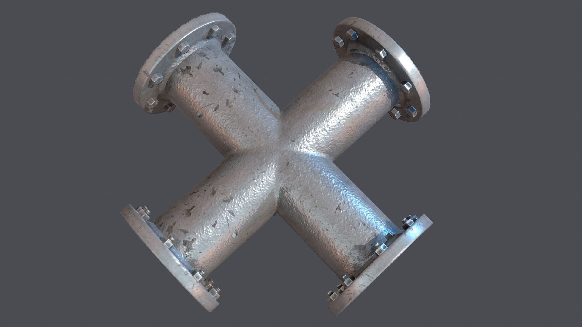 Modular industrial hydro pipes Low-poly 3D model_15