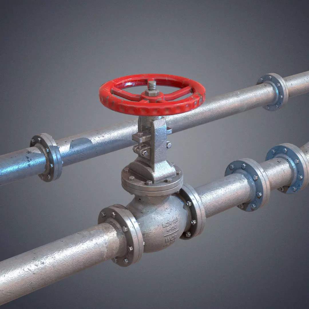 Modular industrial hydro pipes Low-poly 3D model_0