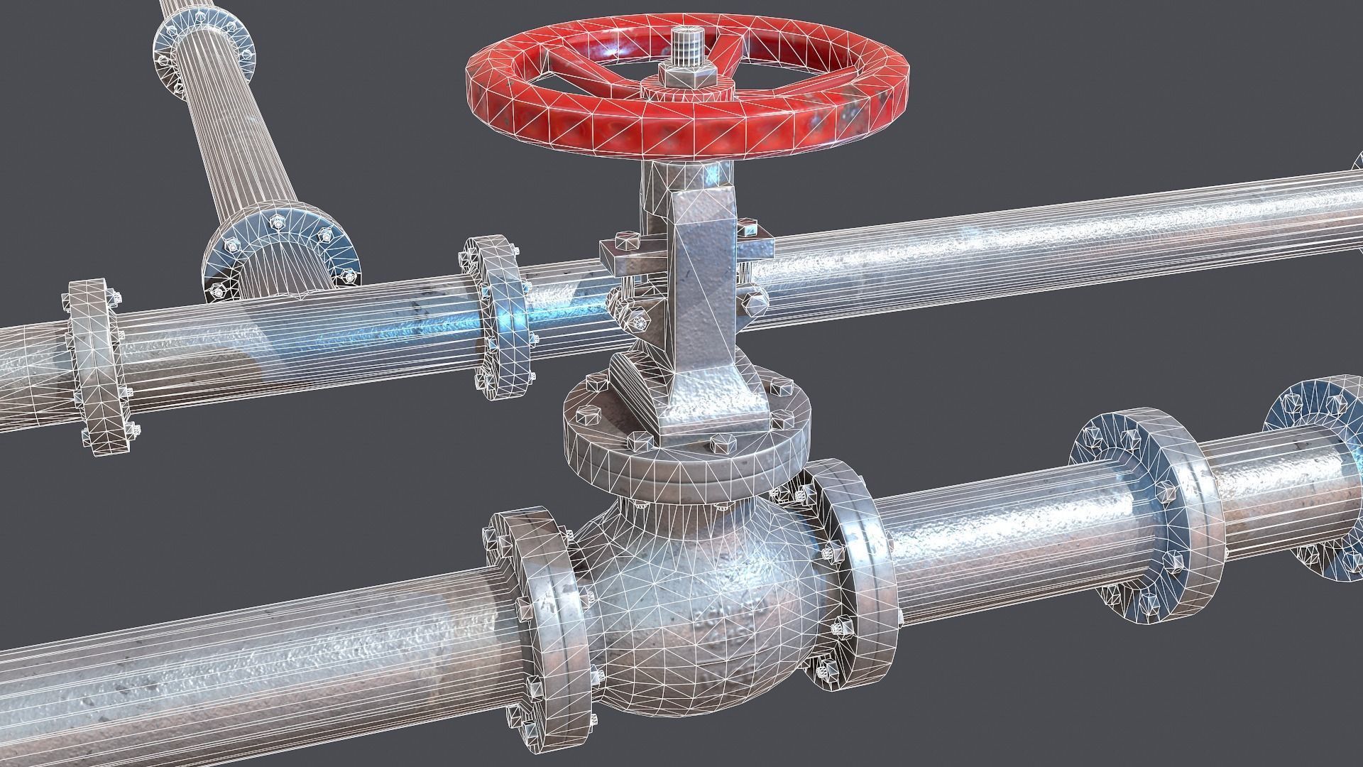 Modular industrial hydro pipes Low-poly 3D model_9