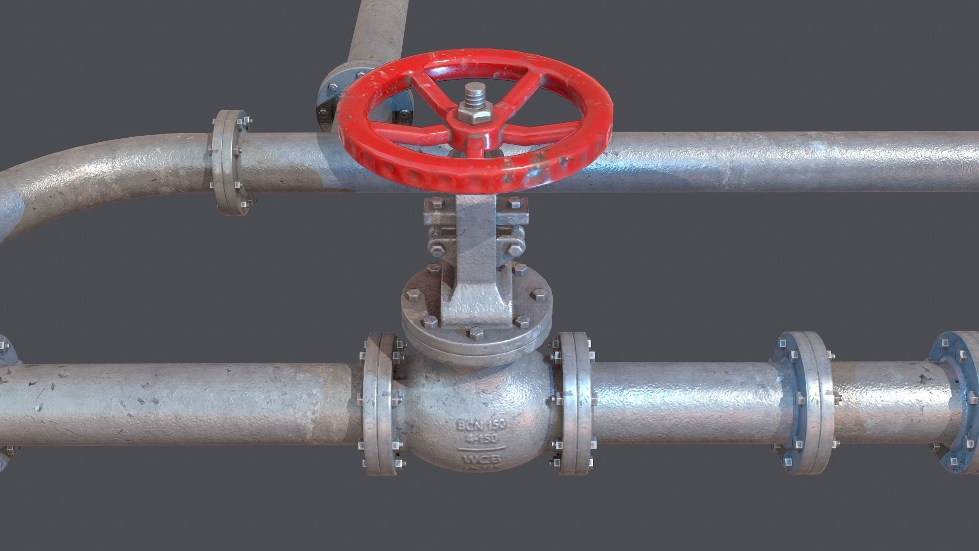 Modular industrial hydro pipes Low-poly 3D model_2