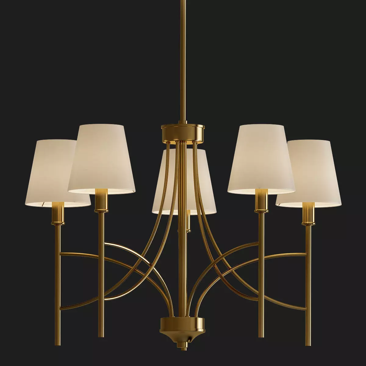 Millau Collection 5 Light Satin Gold Chandelier with  3D model_0