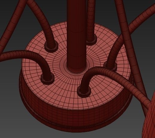 Millau Collection 5 Light Satin Gold Chandelier with  3D model_5