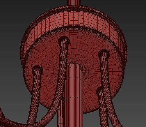 Millau Collection 5 Light Satin Gold Chandelier with  3D model_3