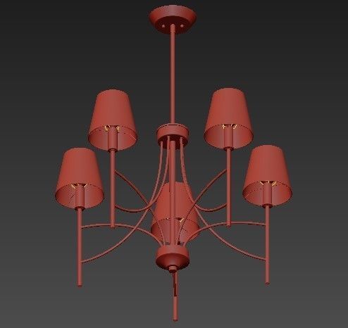 Millau Collection 5 Light Satin Gold Chandelier with  3D model_1