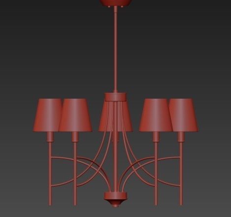 Millau Collection 5 Light Satin Gold Chandelier with  3D model_6