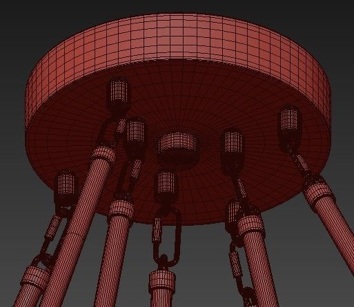 Arya 70 Light Satin Gold Chandelier 3D model_2