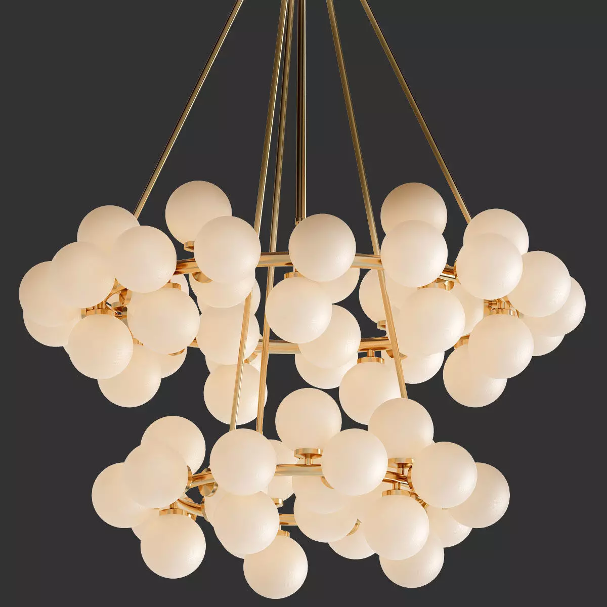 Arya 70 Light Satin Gold Chandelier 3D model_0