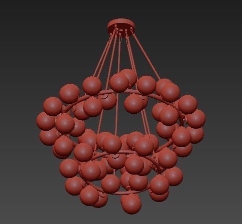 Arya 70 Light Satin Gold Chandelier 3D model_1