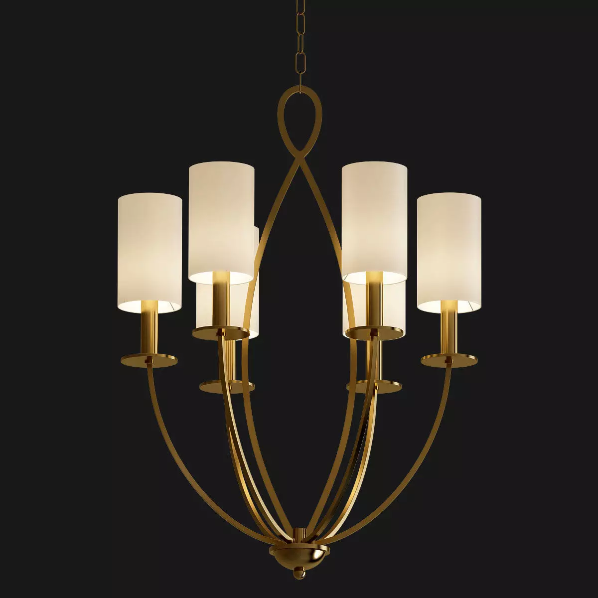 Castana Collection 6 Light Gold Chandelier with Fabric Shade 3D model_0