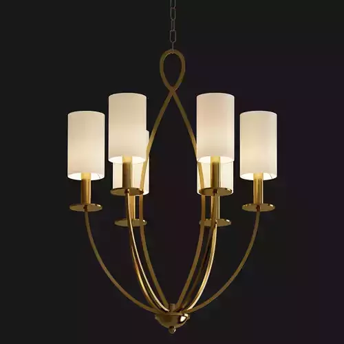 Castana Collection 6 Light Gold Chandelier with Fabric Shade