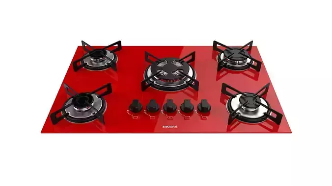Cooktop Suggar Red Glass 5 Burners FG5305BR 3D model