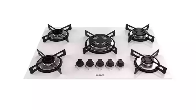 Cooktop Suggar White Glass 5 Burners FG5305BR 3D model