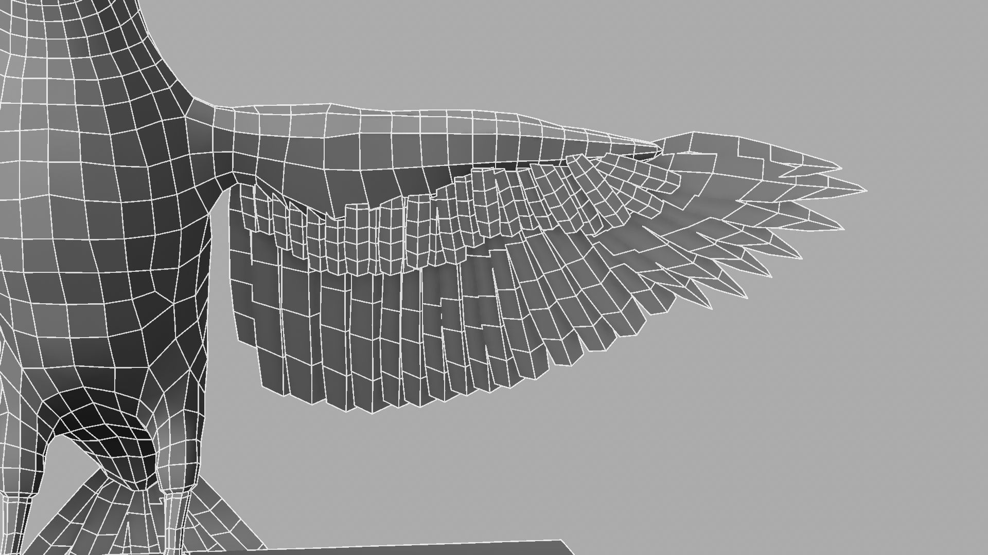 3D Crow raven with wings spread 3D model_26