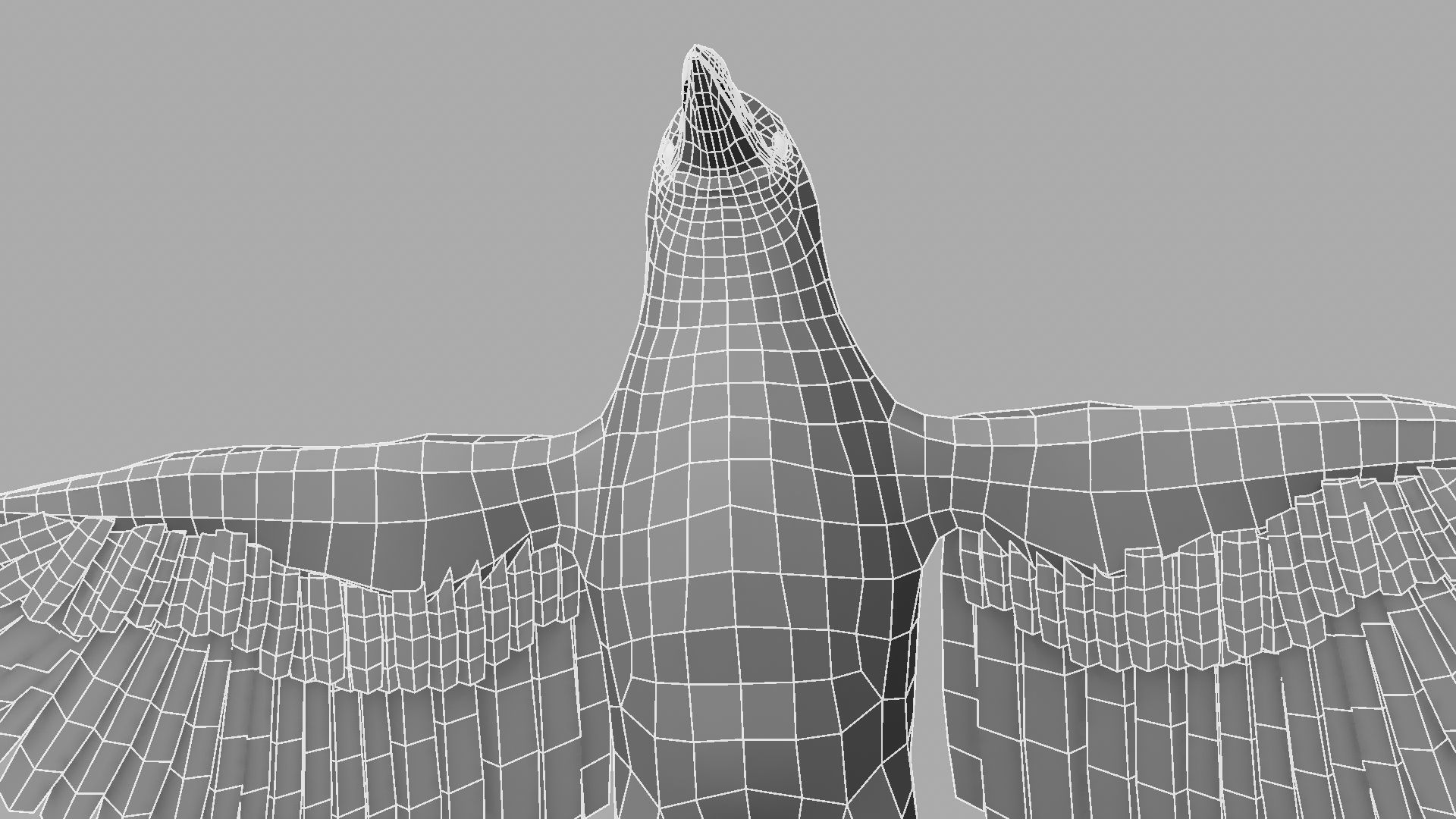 3D Crow raven with wings spread 3D model_13