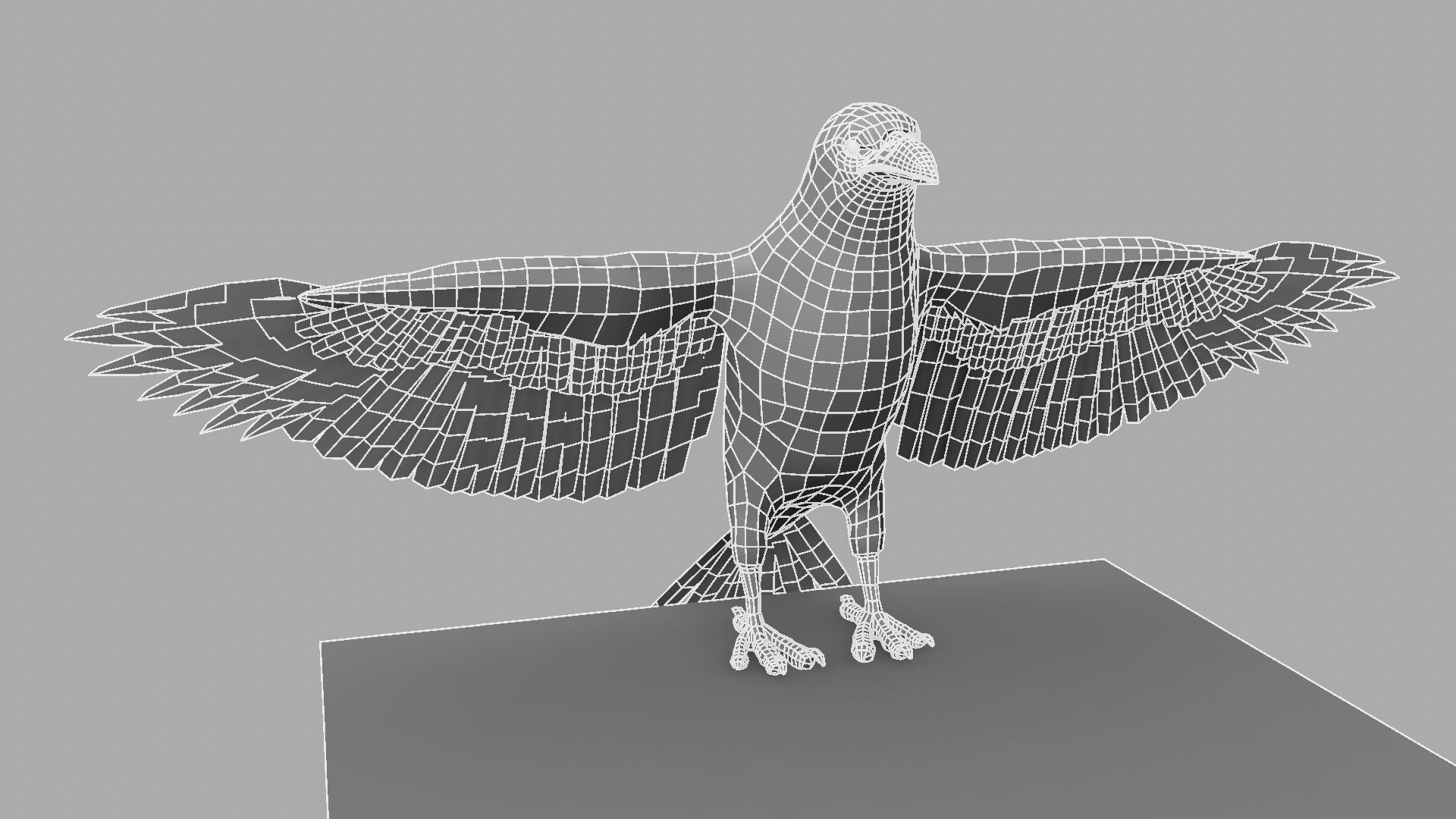 3D Crow raven with wings spread 3D model_30