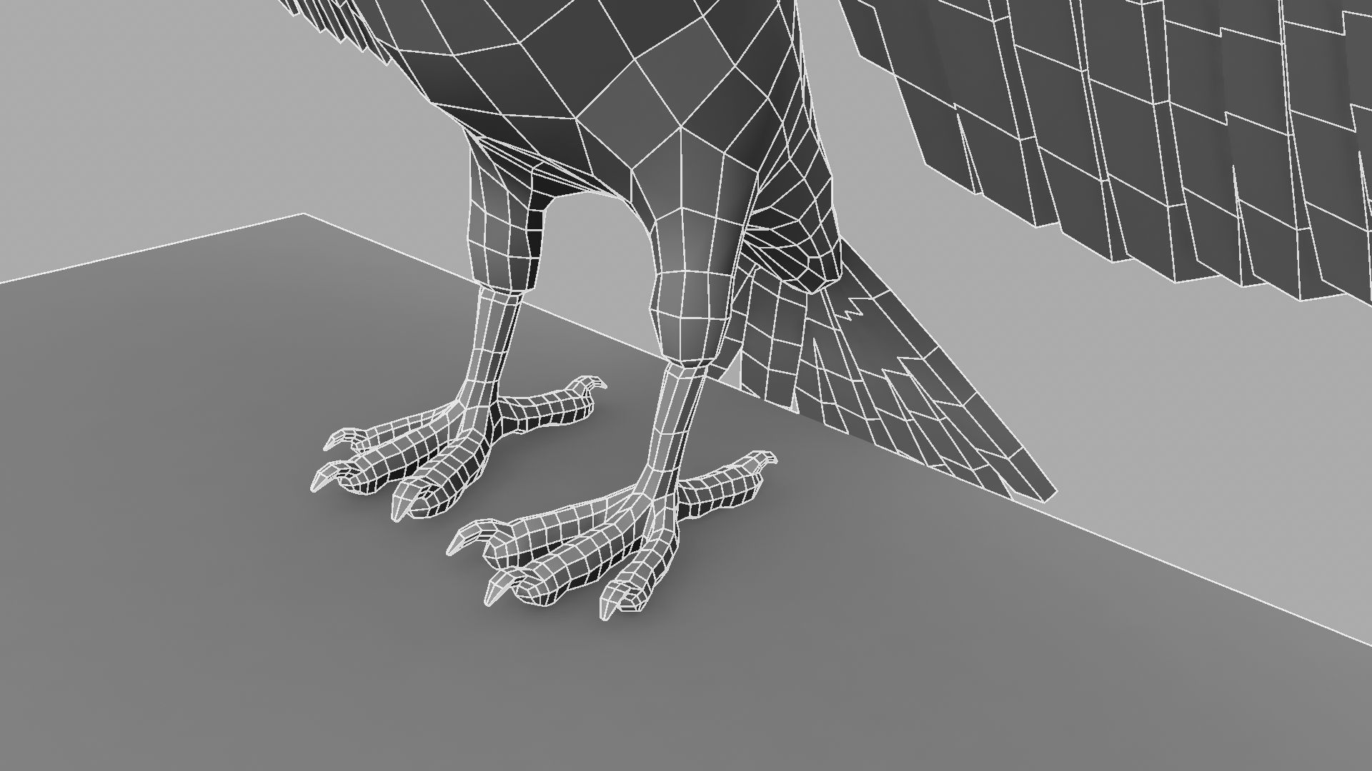 3D Crow raven with wings spread 3D model_22