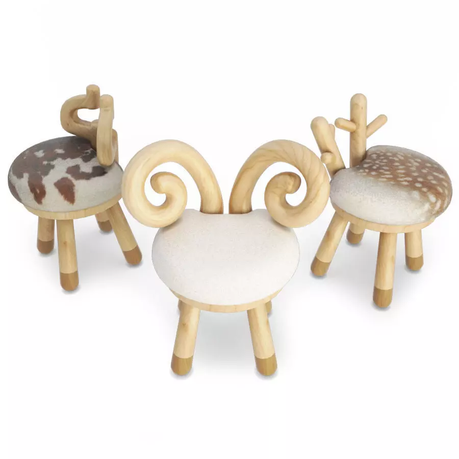 Child Fur Chairs 3D model