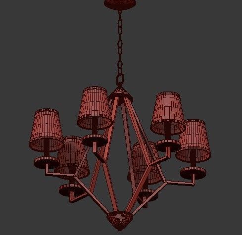 6 Light Washed Gold Chandelier 3D model_3