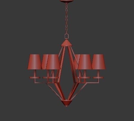 6 Light Washed Gold Chandelier 3D model_1