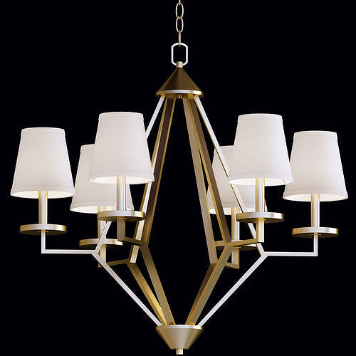 6 Light Washed Gold Chandelier 3D model