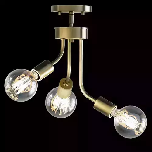 Zag 3 Light Antique Gold Leaf Chandelier