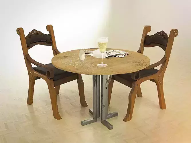 Used wooden chair and table