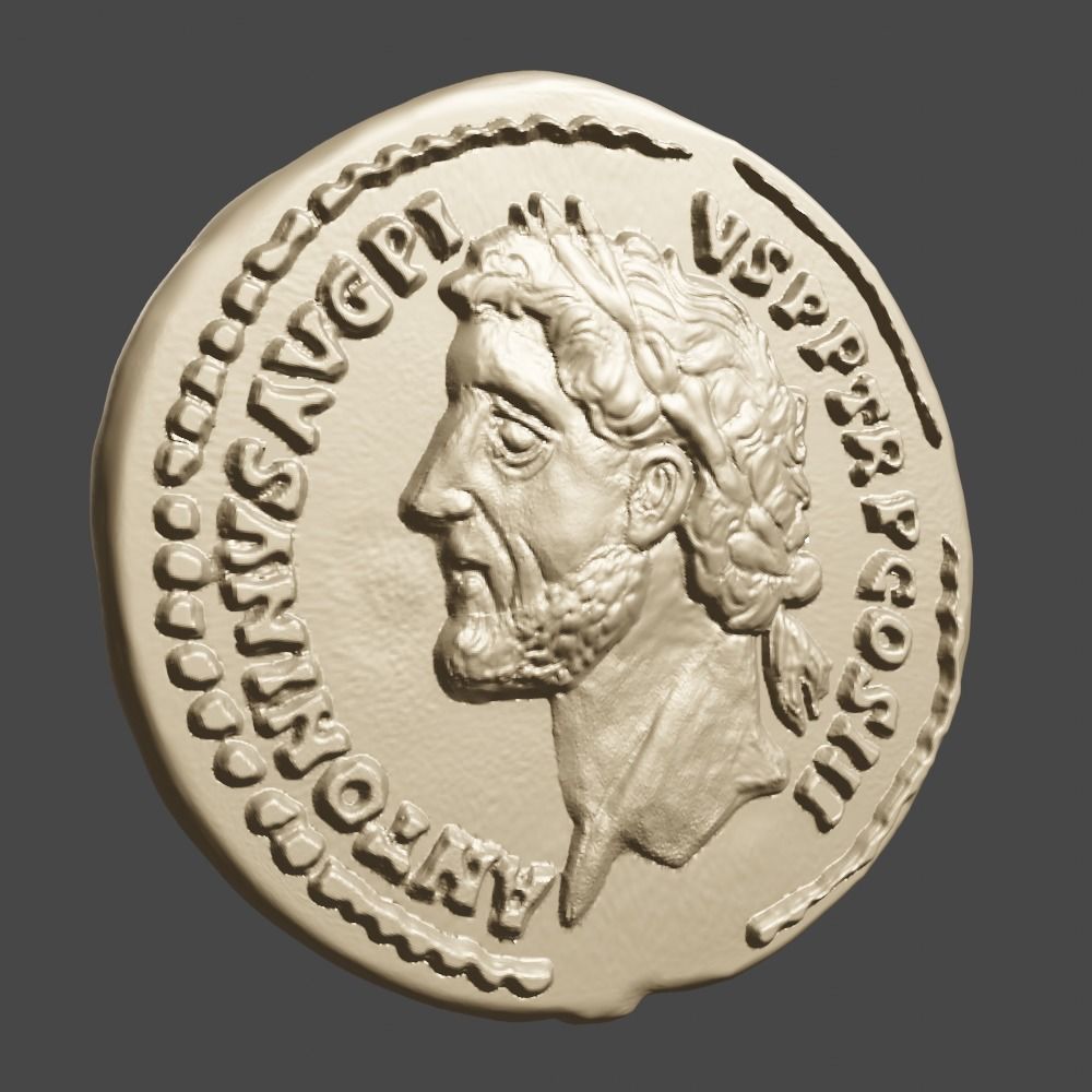  ANTONINUS PIUS AUREUS ROME AU50-53 GOLD RIC108C 3D print model_2
