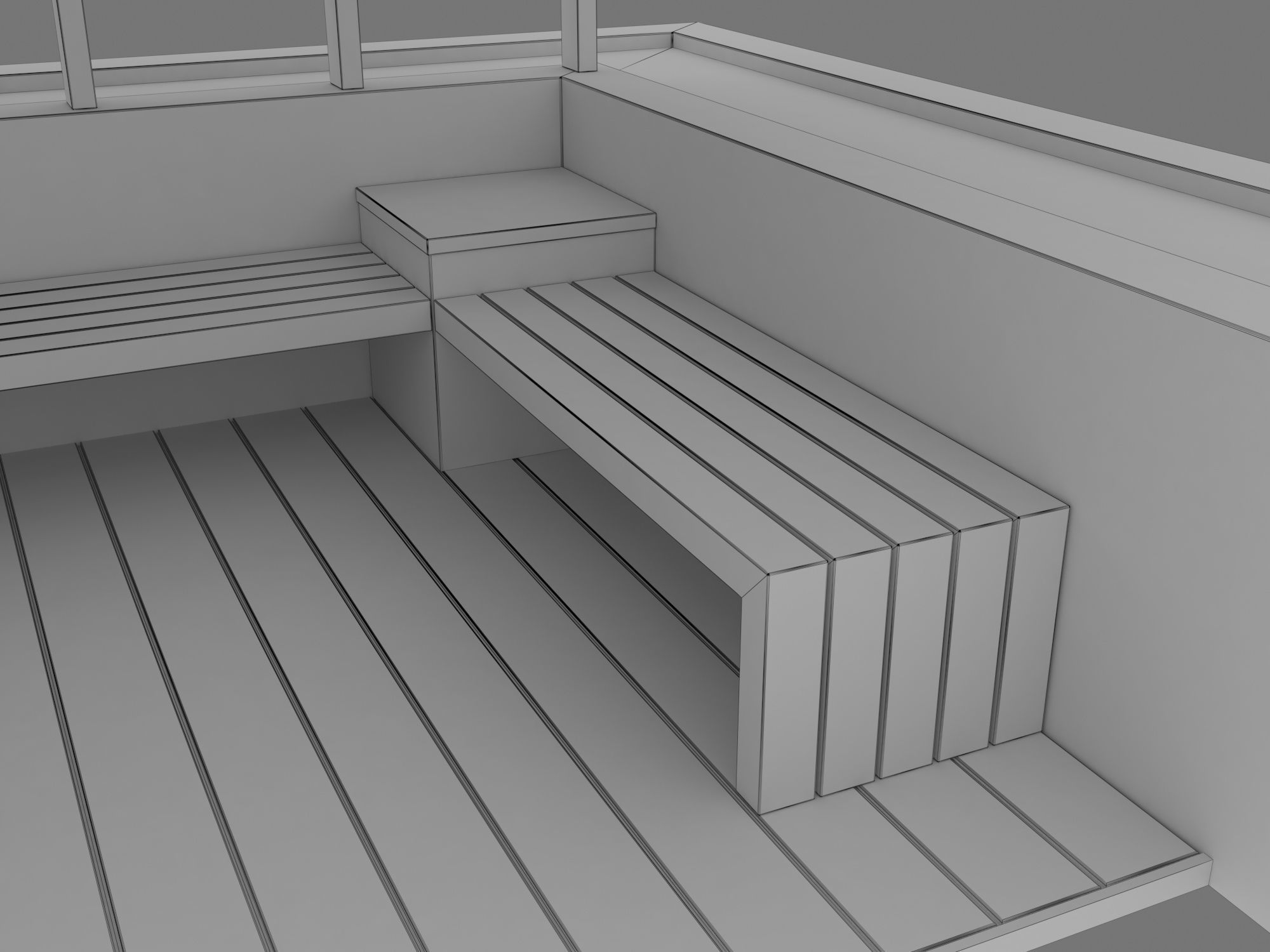 Pergola With Seating Sheltered Corner 3D model_10