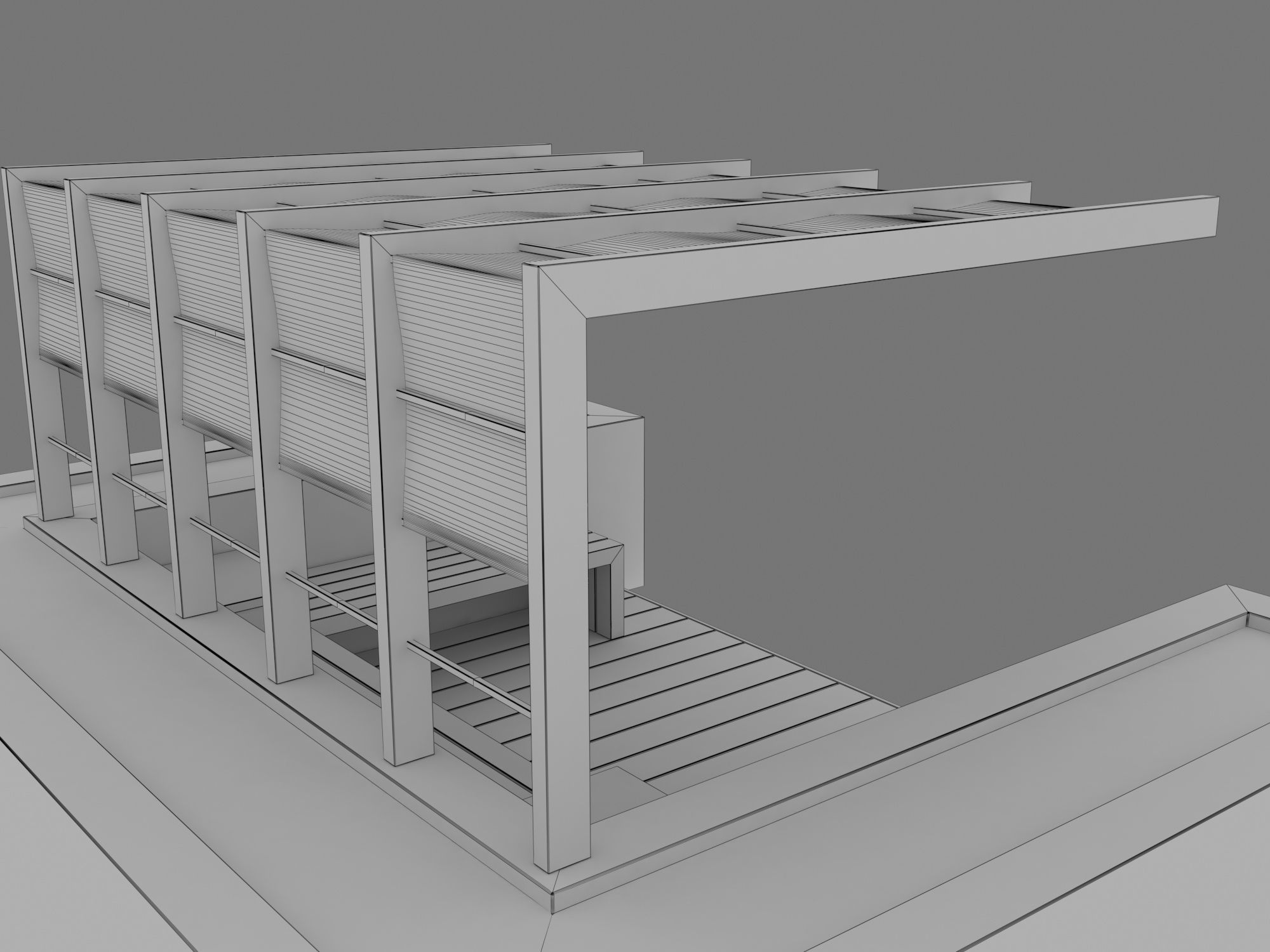 Pergola With Seating Sheltered Corner 3D model_8