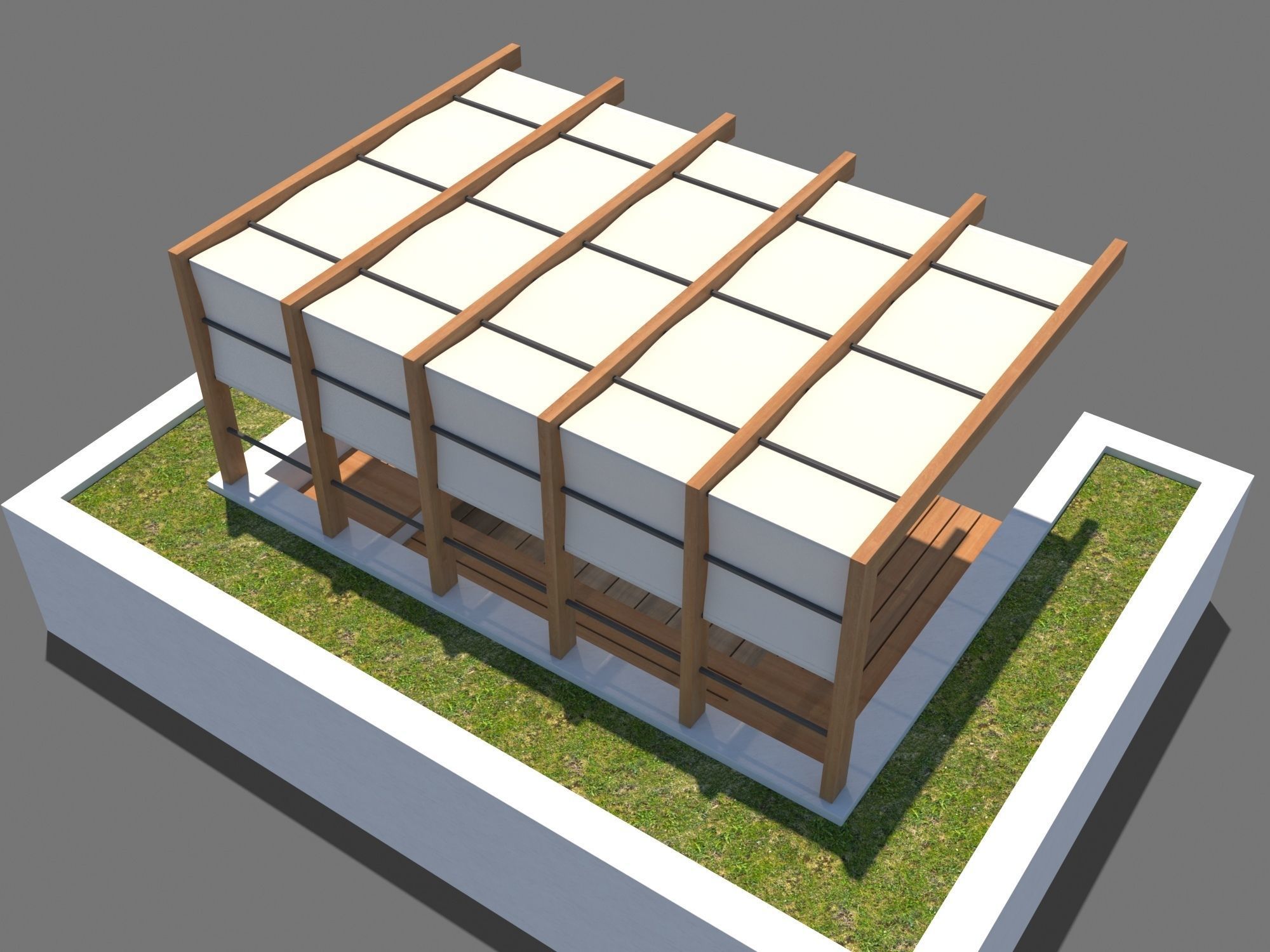 Pergola With Seating Sheltered Corner 3D model_4