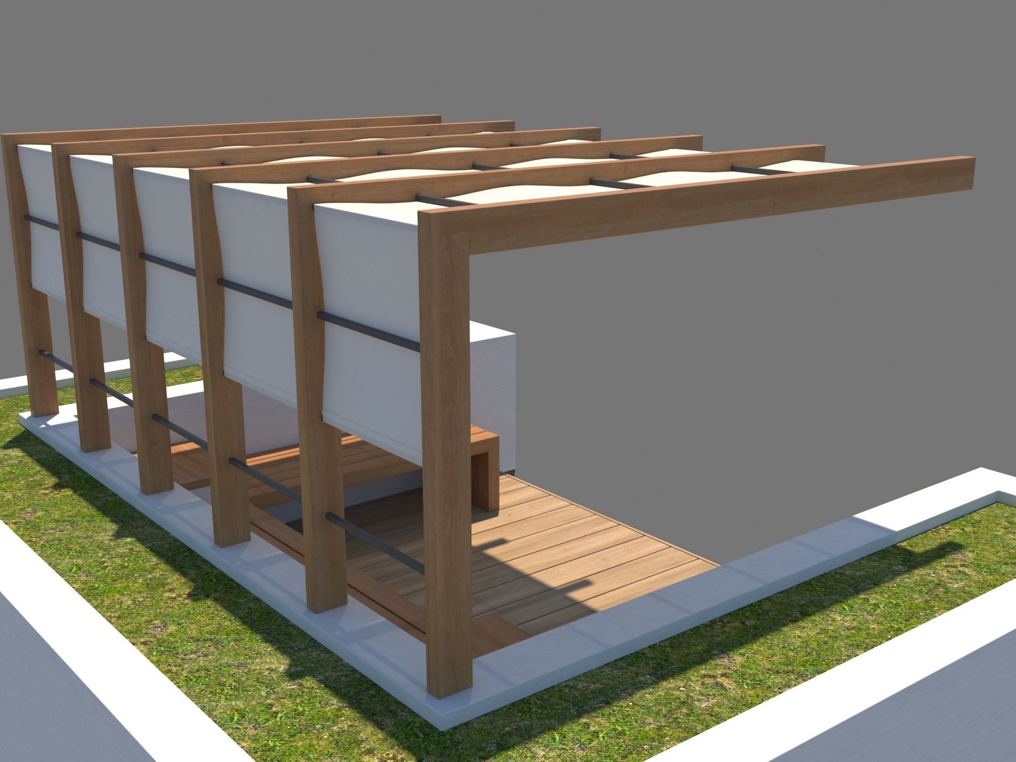 Pergola With Seating Sheltered Corner 3D model_3