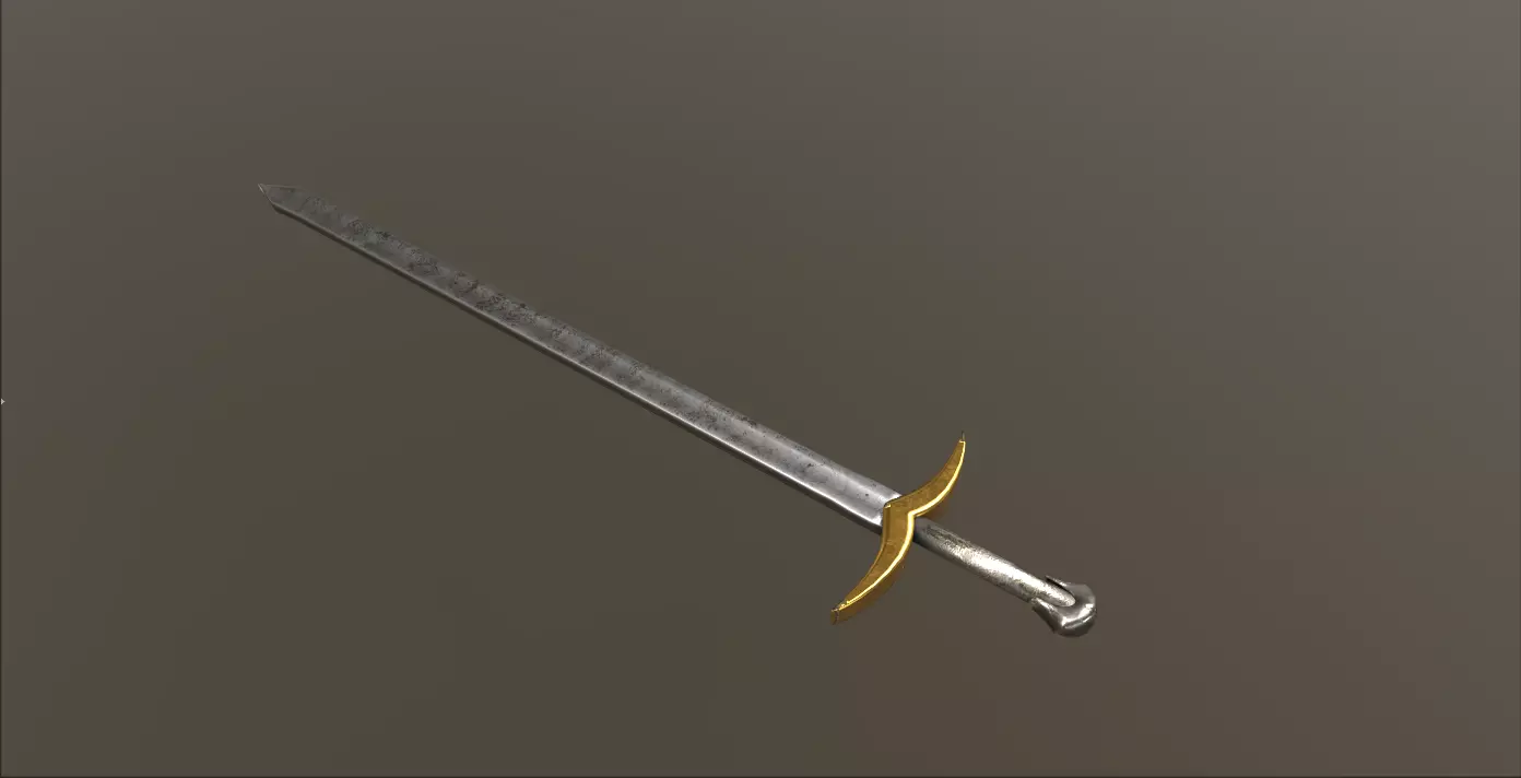 Crusader sword Low-poly 3D model_0