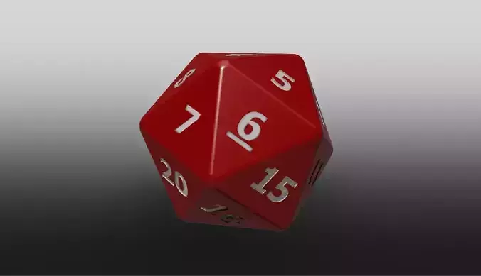 Icosahedron dice with numbers