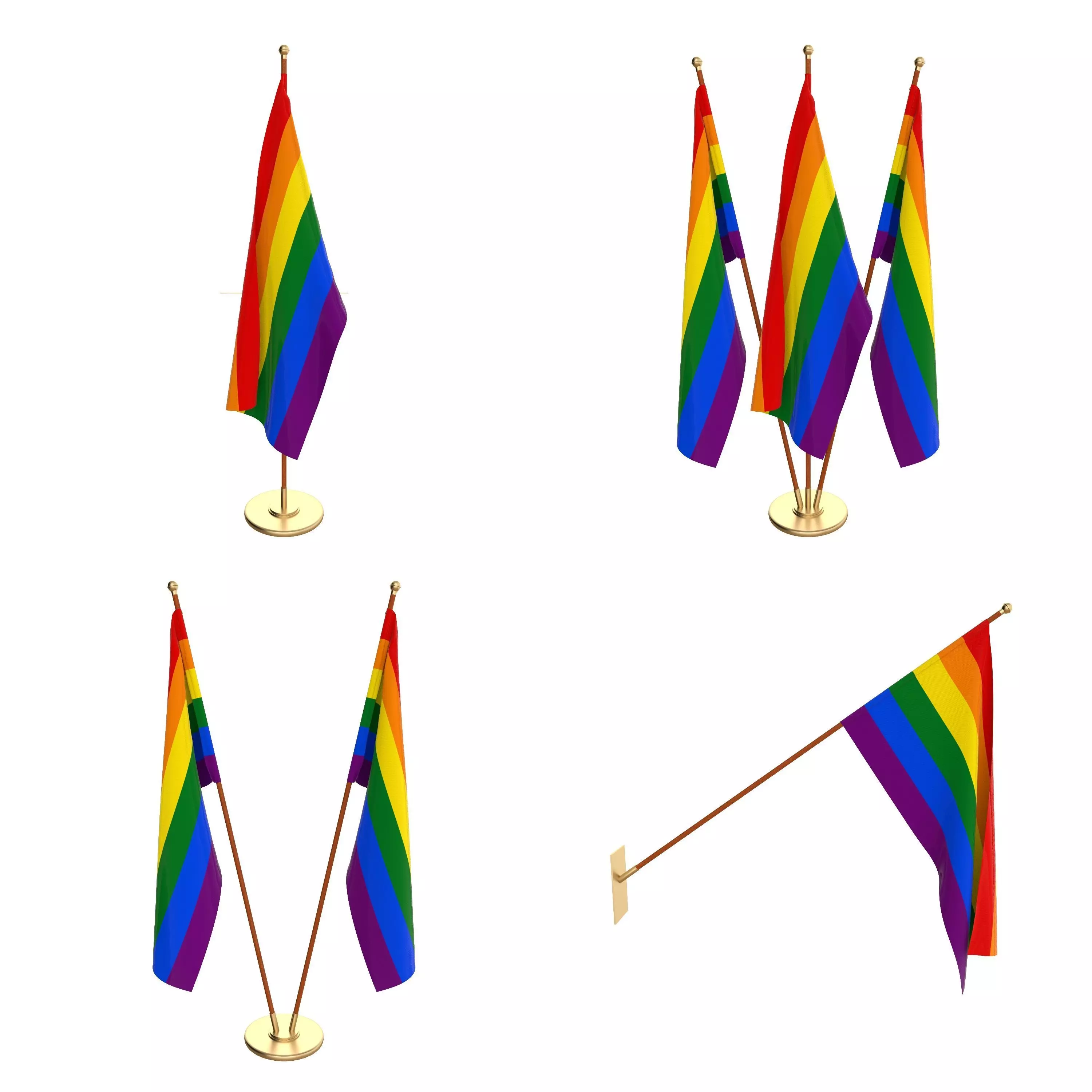 Rainbow Flag Pack 3D model_0