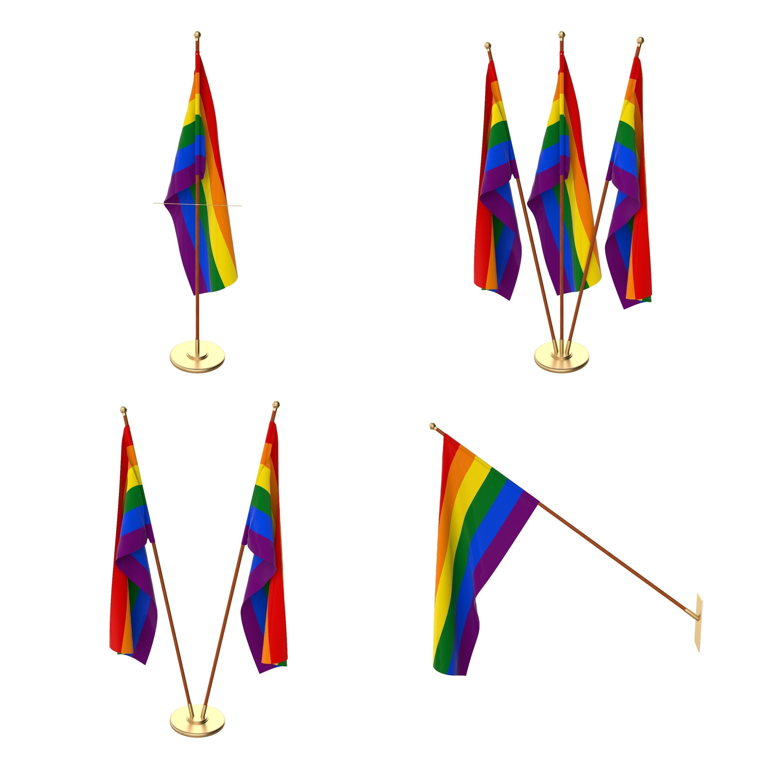 Rainbow Flag Pack 3D model_1