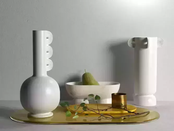 Vases Trays Pear and Branch