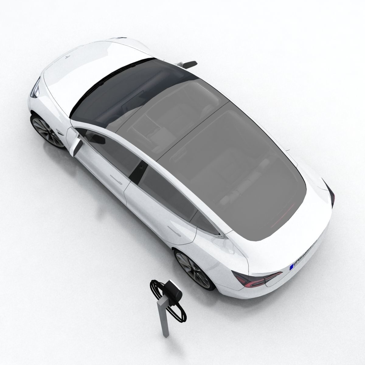 Tesla 3 electric car Low-poly 3D model_27