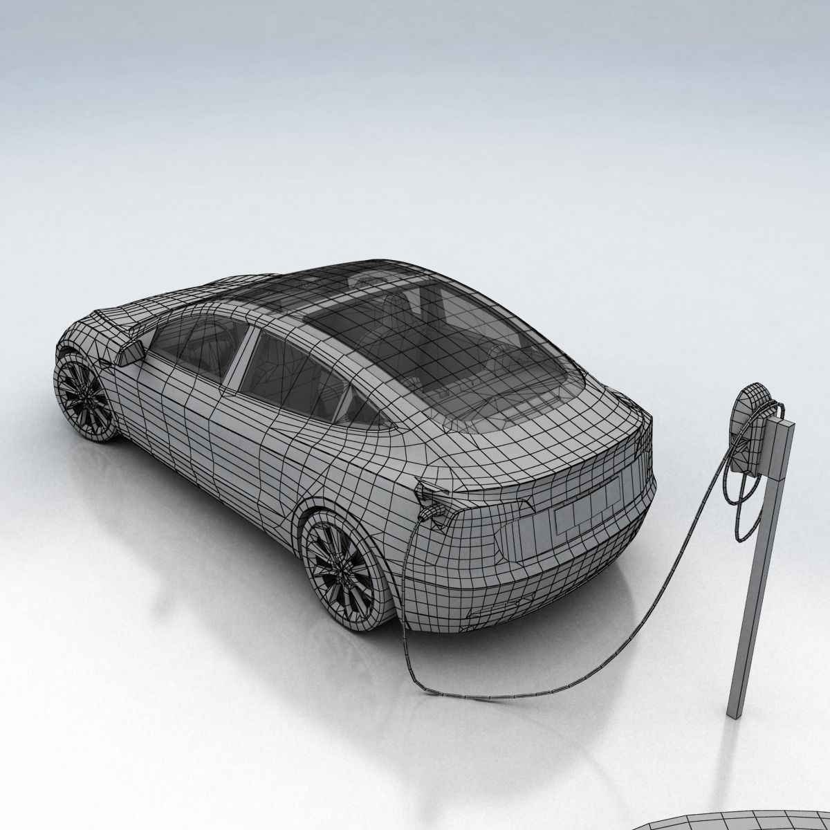 Tesla 3 electric car Low-poly 3D model_22